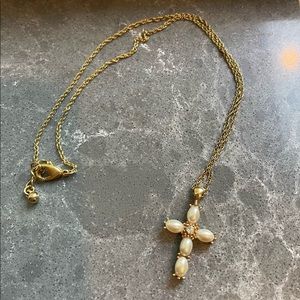 Gold tone cross necklace